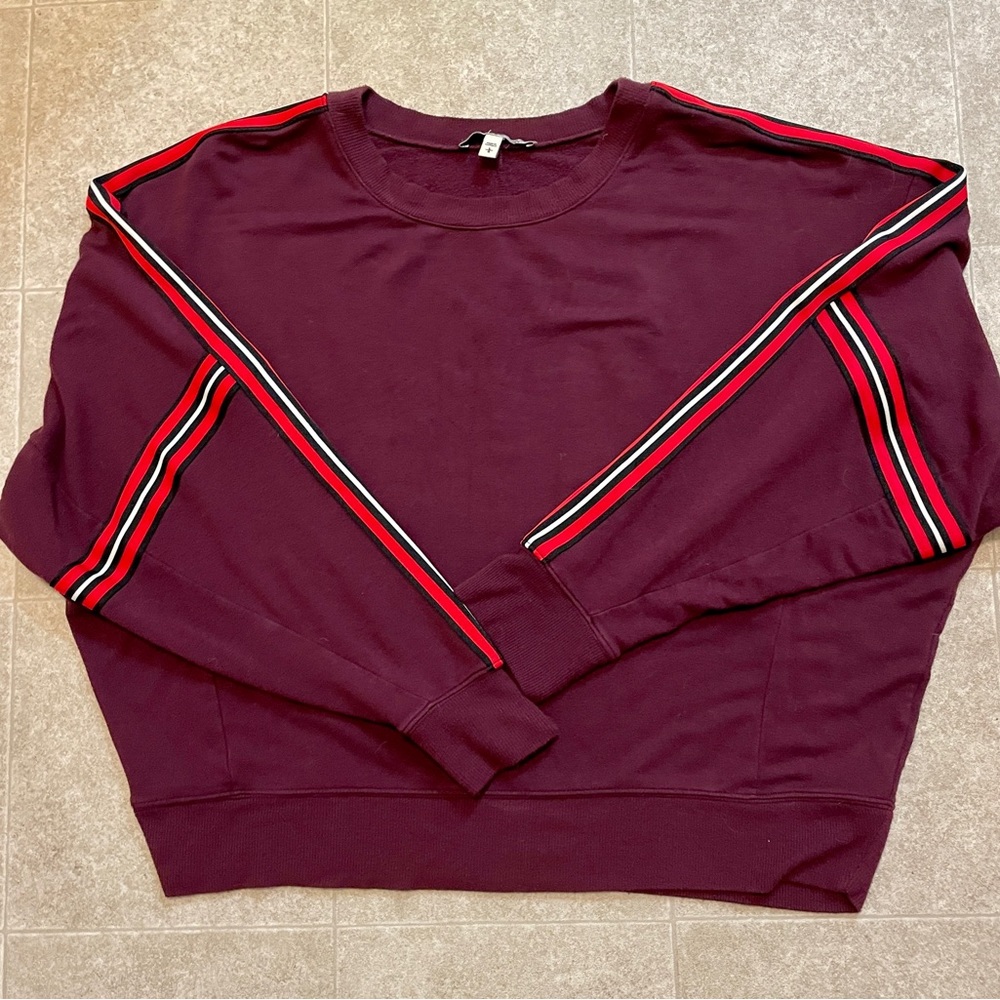 Express Burgandy Sporty Cropped Sweatshirt